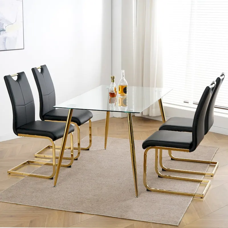 Modern Dining Chairs with Chrome Metal Legs – PU Seat, Ergonomic Design, Set of 4