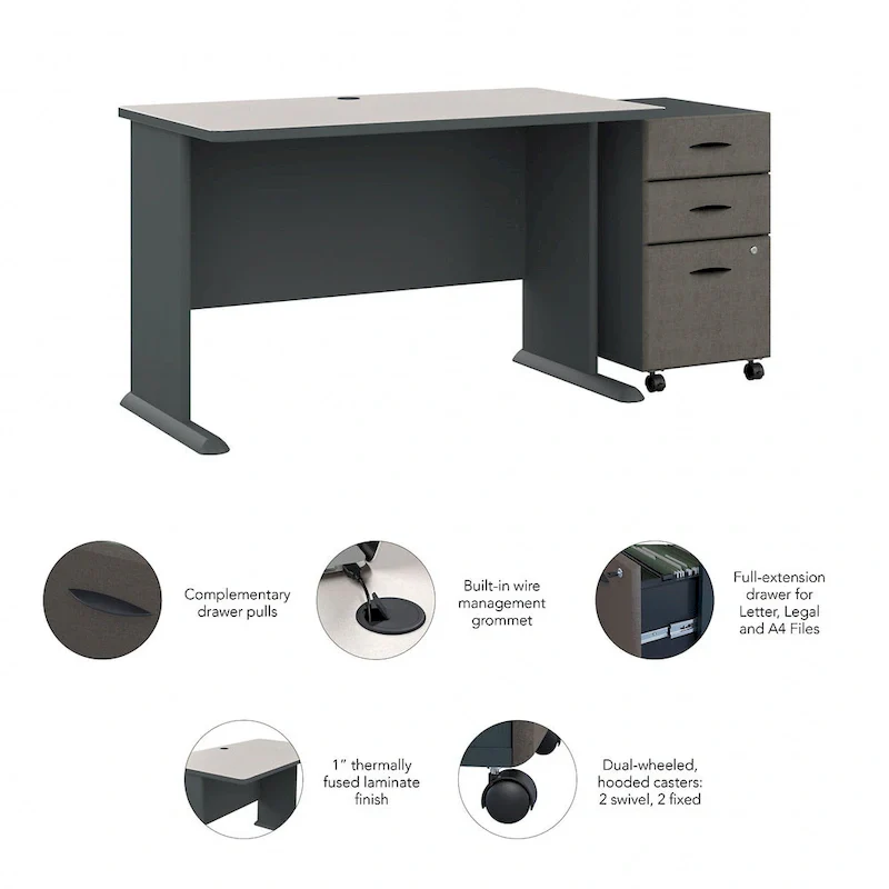 Series A 48W Desk with Mobile File Cabinet by Bush Business Furniture