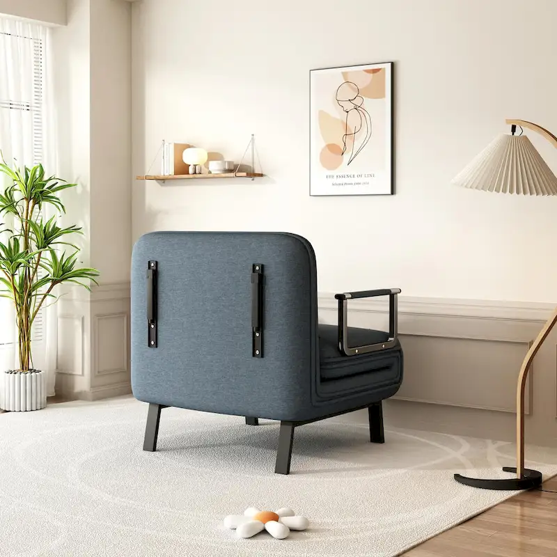 Convertible Tri-Fold Sofa Bed with Adjustable Backrest & Pillow