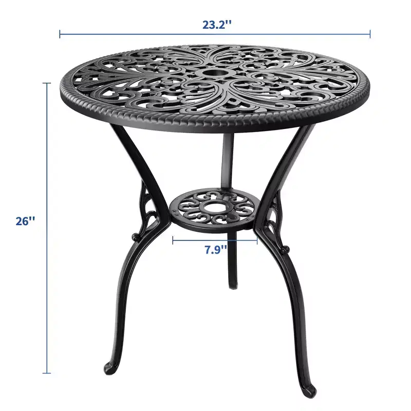Outdoor Lightweight Cast Aluminum Dining Table, Durable & Easy to Assemble for Patio and Garden Use
