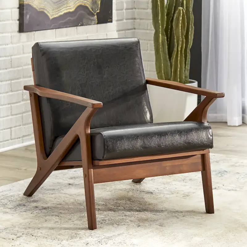 Camel Brown/Grey/Black/White Mid-Century Modern Armchair, 1-Person
