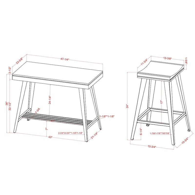 Kaylen Modern 3-Piece Steel Legs Counter Height Table Set by Furniture of America