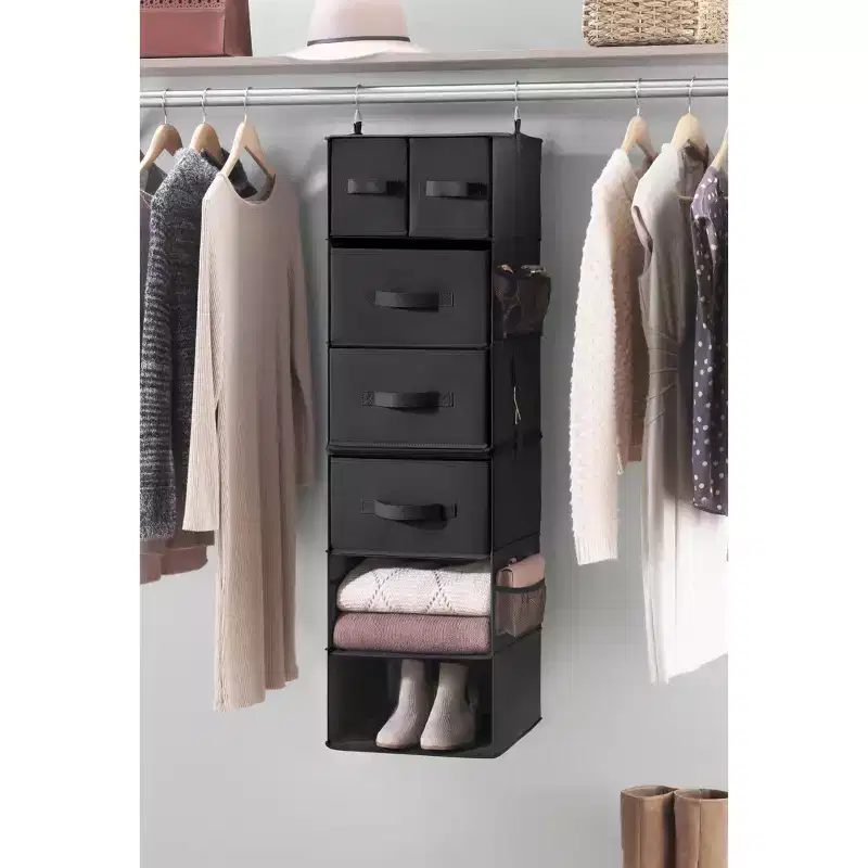 Whitmor Multifunctional Hanging Organizer with Drawer Inserts 1ct Black