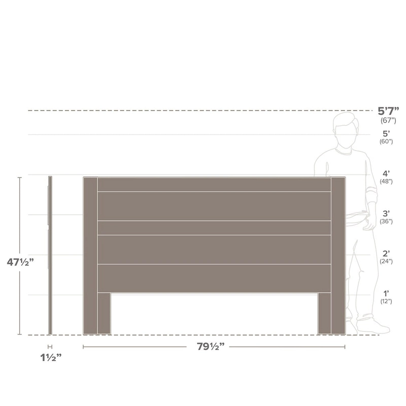 Prepac Rustic Ridge Farmhouse Headboard, Bedroom Furniture