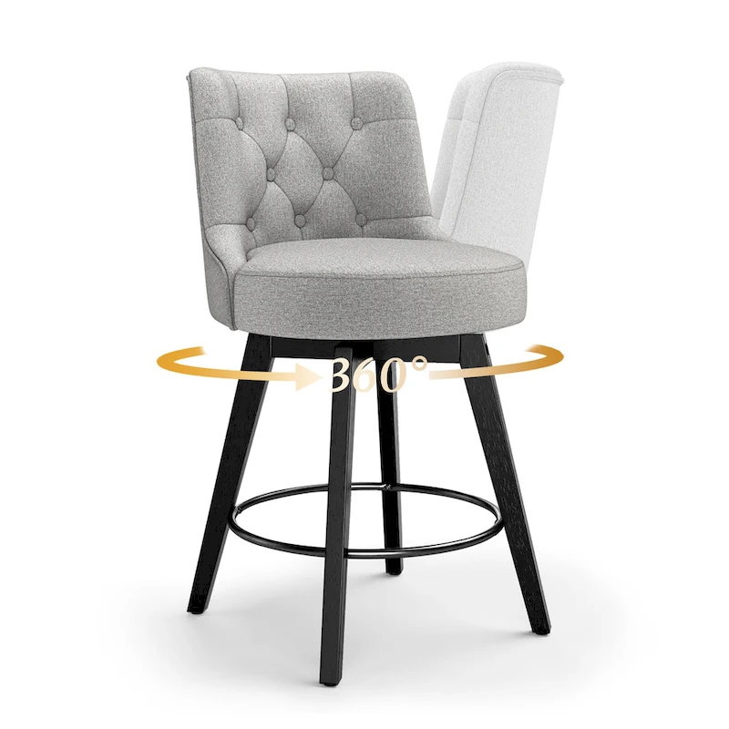 LUE BONA 26 Counter Height Swivel Bar Stools with Solid Wood Frame Set of 3 - 26 H