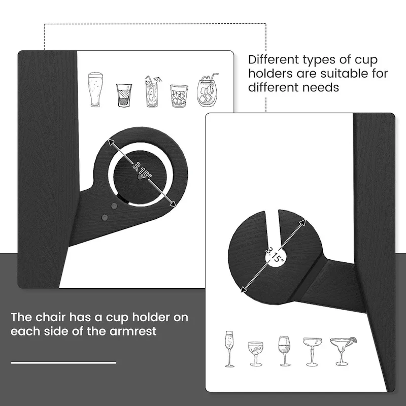 HDPE Modern All weather Adirondack Chairs with Cup-holders