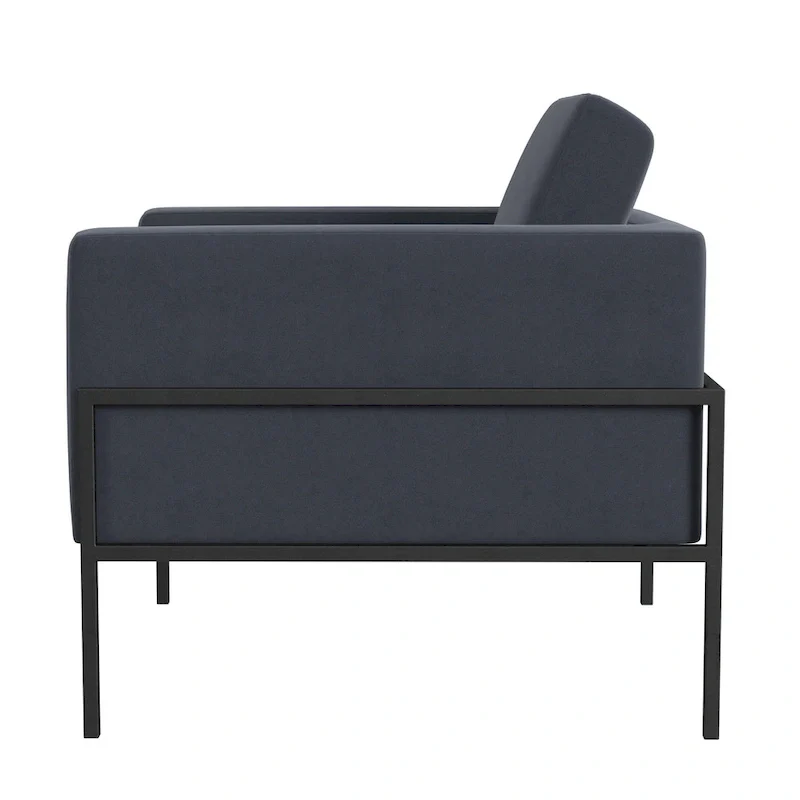 Modern Upholstered Club Chair, Camel/Grey/Blue/Brown, Metal Frame, Single