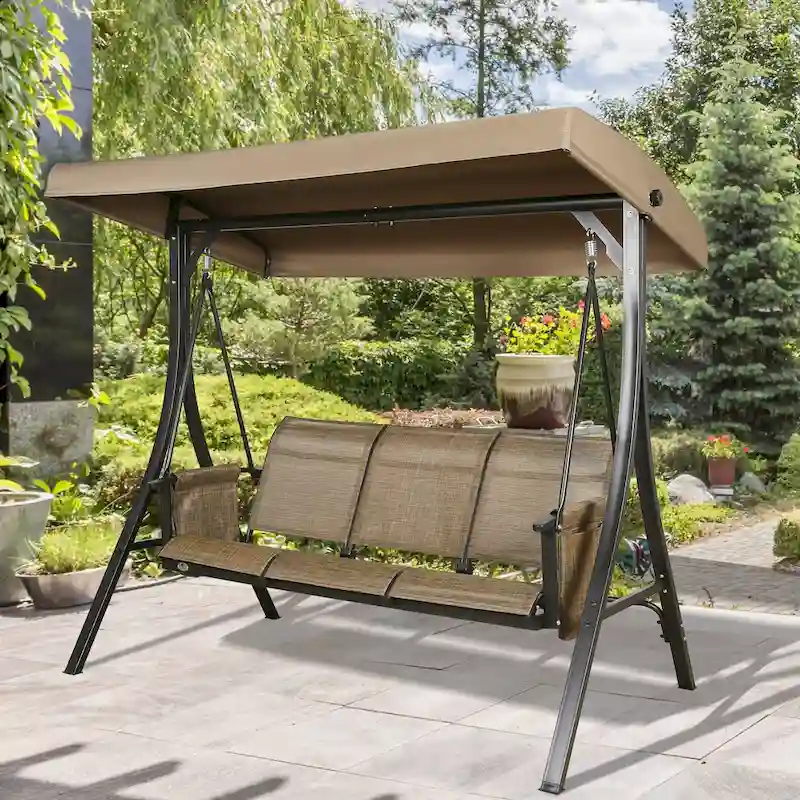 3-Seater Outdoor Porch Patio Hammock Swing Glider Bench
