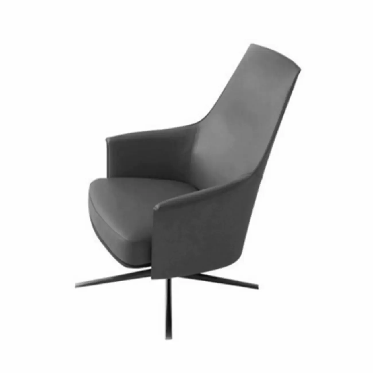 Modern Leather Flared Arm Armchair - Light Brown