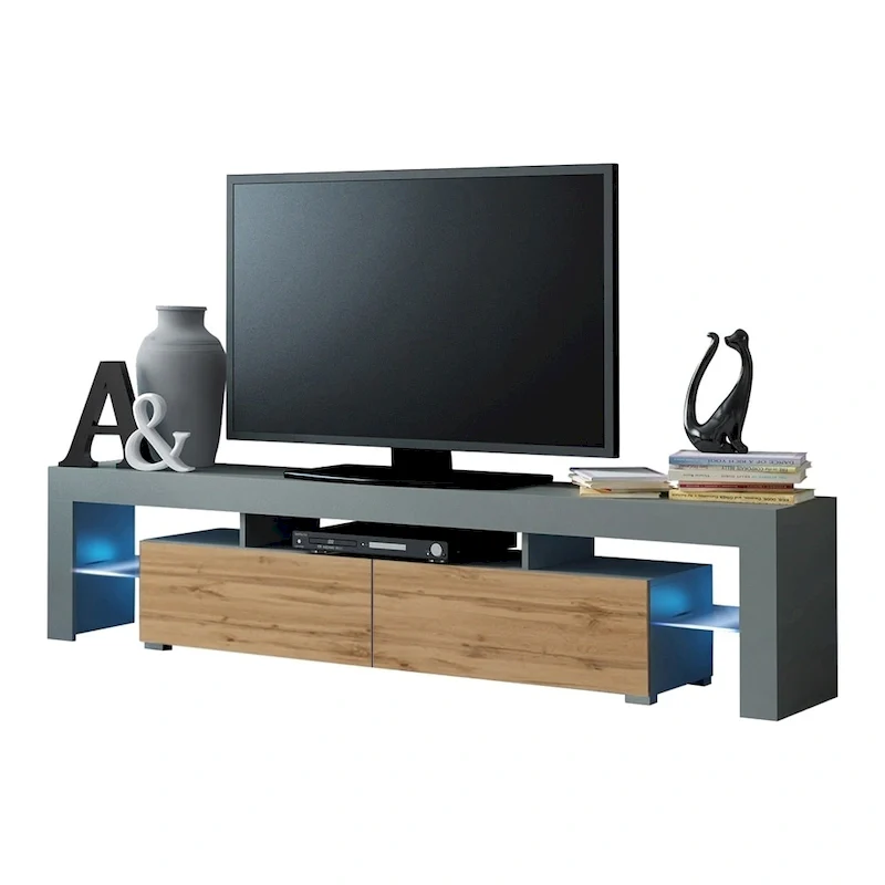 White 79-Inch TV Stand with LED Lights
