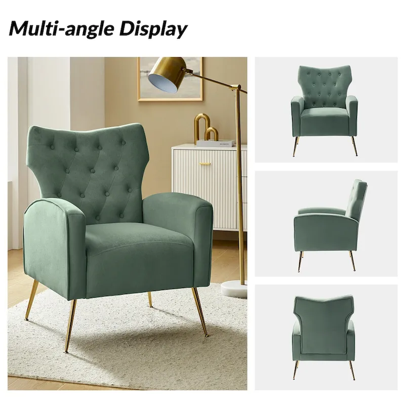 Abadiana Accent Tufted Chair with Metal Base by HULALA HOME