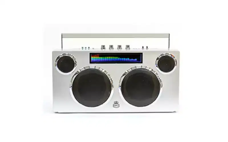 GPO Retro GPOMANSL Manhattan Boombox Stereo Bluetooth Speaker - Silver