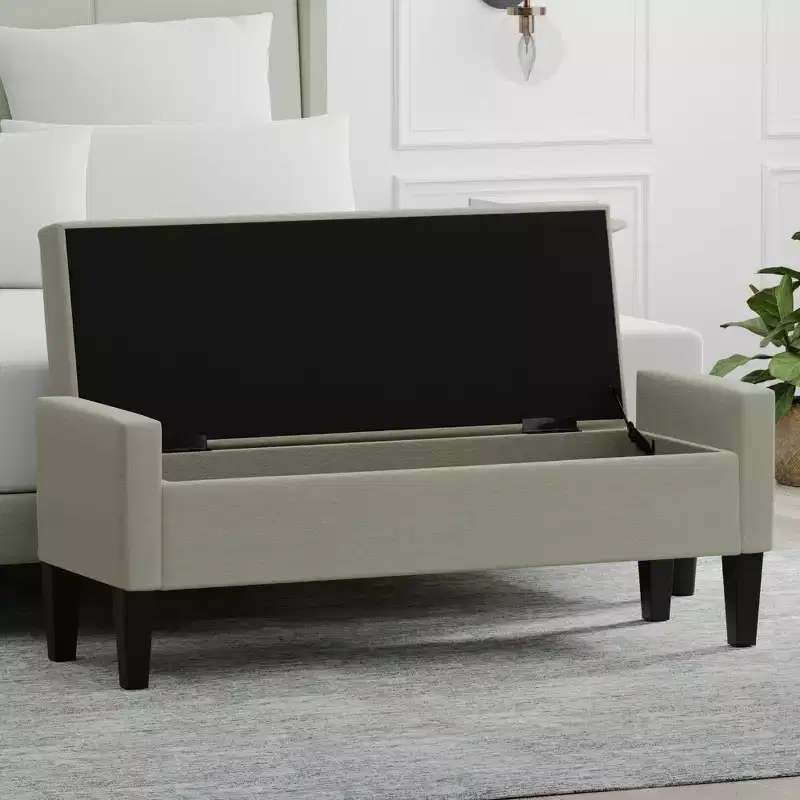 Glenwillow Home 52 Upholstered Storage Bench With Truncated Arms
