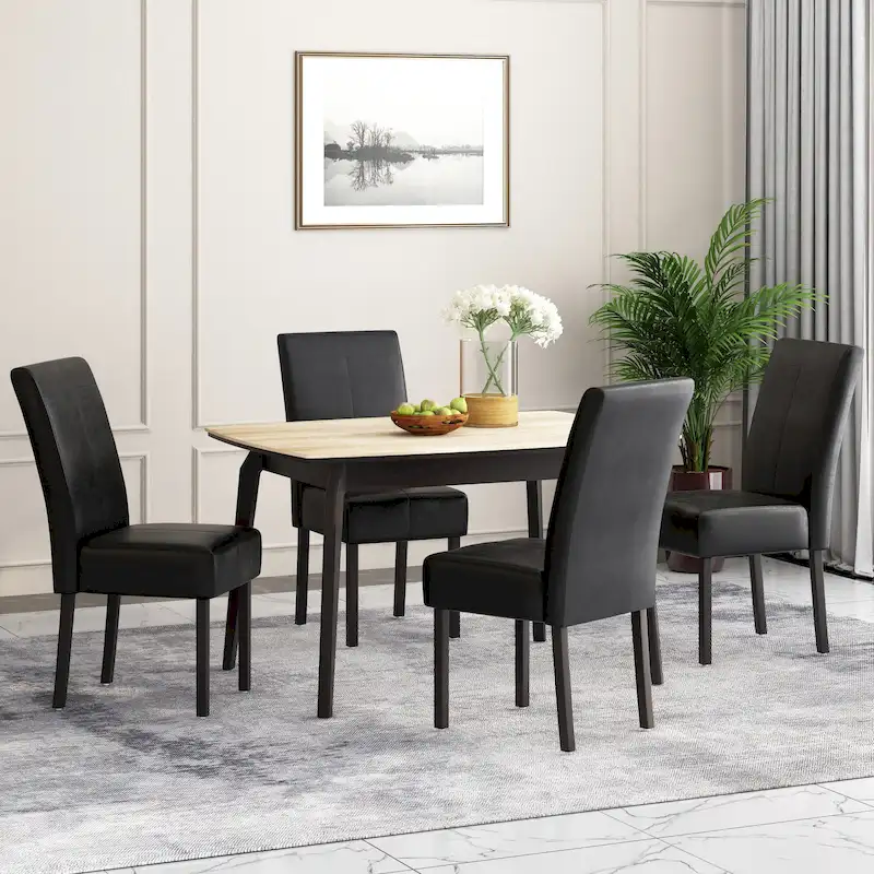 T-stitch Chocolate Brown Bonded Leather Dining Chair (Set of 4) by