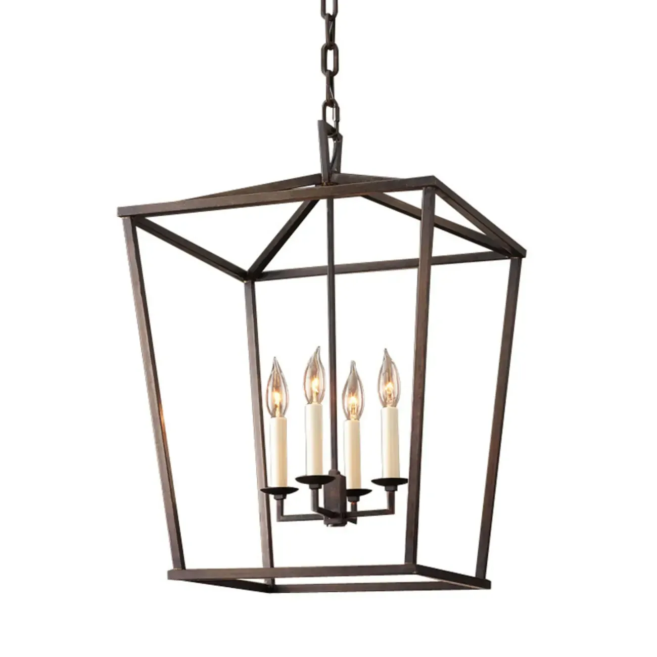 Industrial Adjustable Metal Lantern Caged Candelabra Chandelier