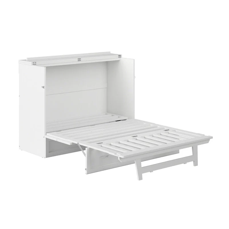 Full Murphy Bed Chest with Mattress in White