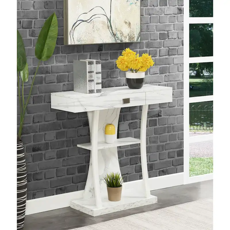 Convenience Concepts Newport 1 Drawer Harri Console Table with Shelves