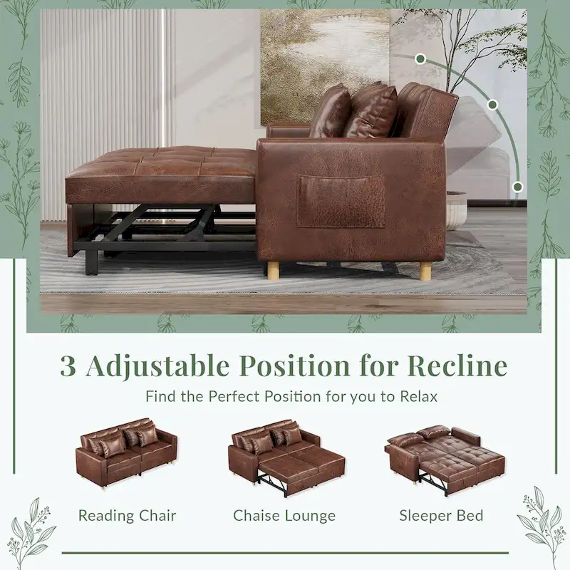 Double Sleeper Chair Bed with Adjustable Backrest