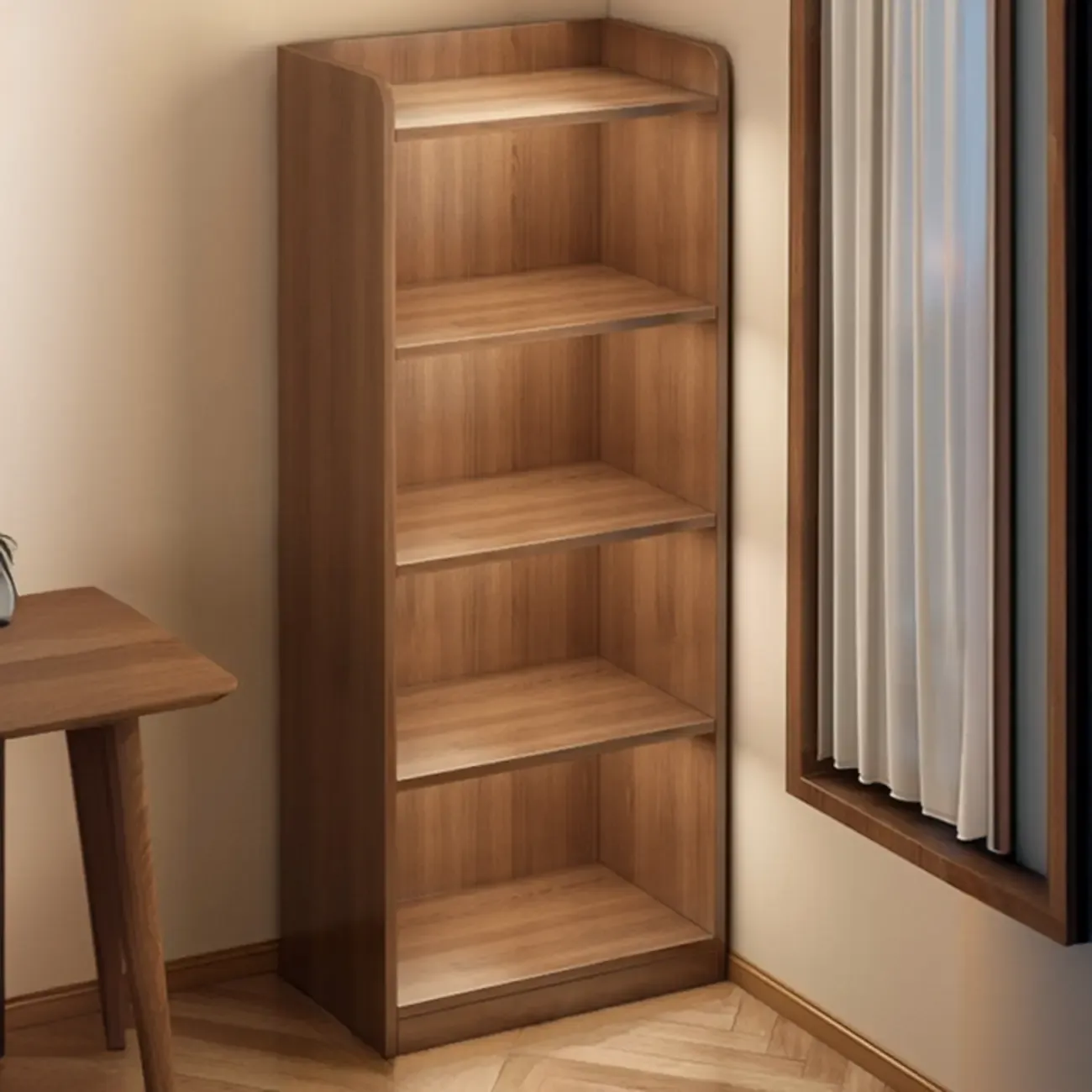 Brown Vertical Multi Tier Closed Back Wood Bookshelves