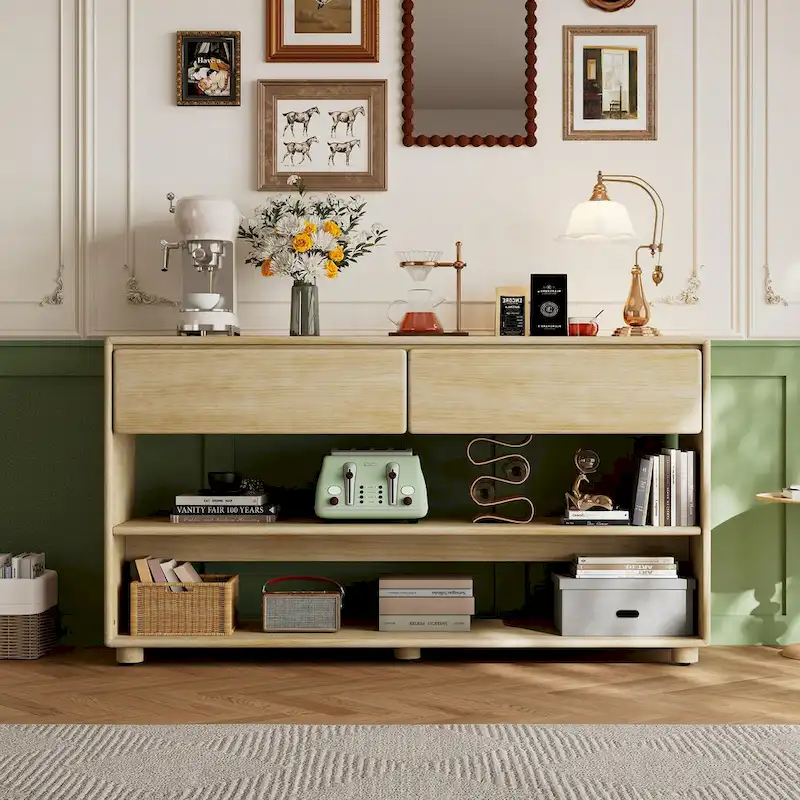 Console Table with 2 Drawers and 2 Shelves