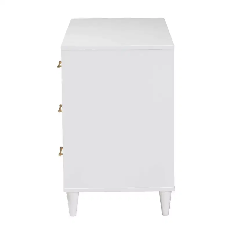 Baxton Studio Louetta Carved Contrasting 6 Drawer Dresser White/Natural Brown