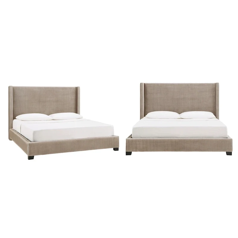 Cesky Pleated Velvet Wingback Bed