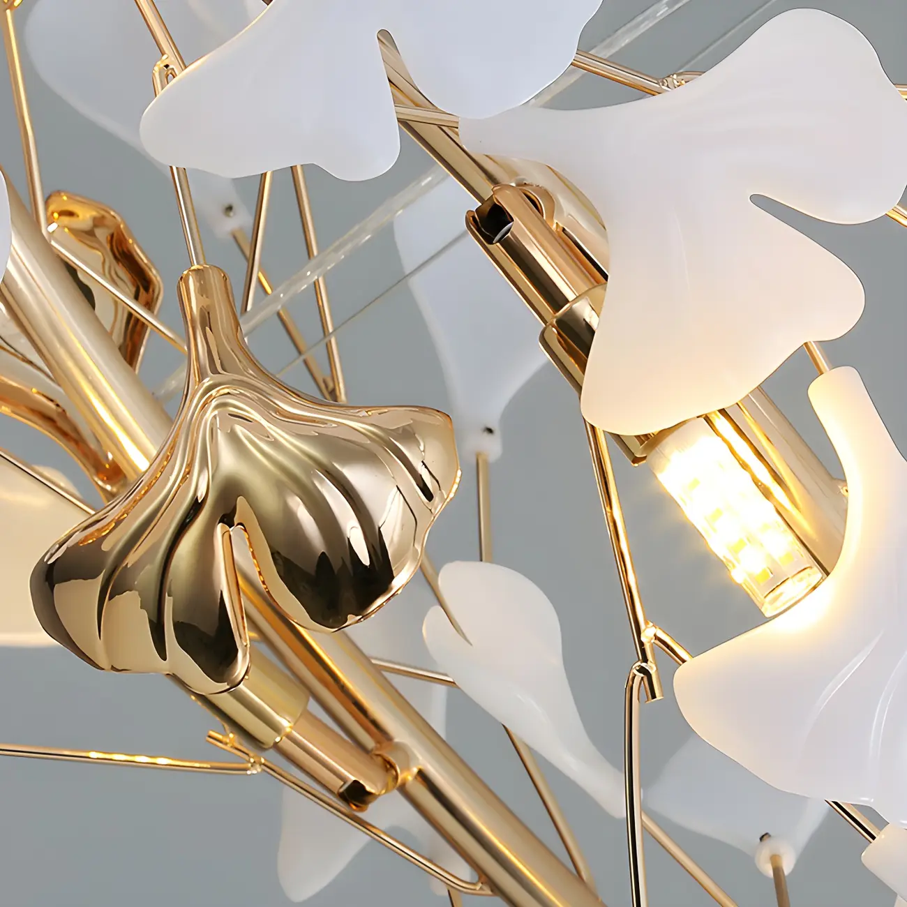 Adjustable Modern White 8-Light Leaf Island Light