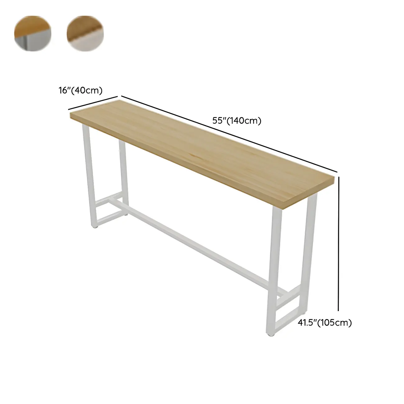 Modern Rustic Pine Wood Top Iron Base Bar Table