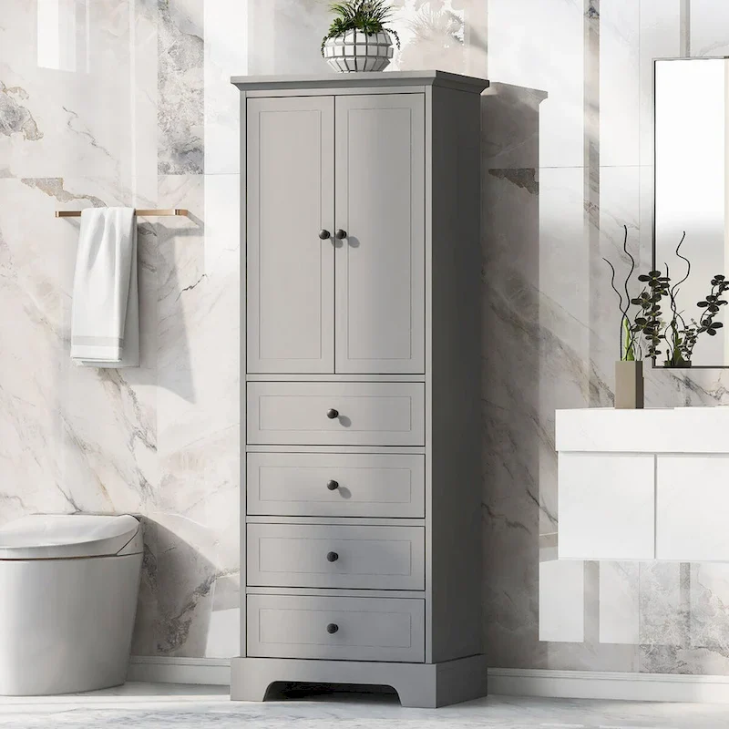 Linen Cabinet with 2 Doors and 4 Drawers
