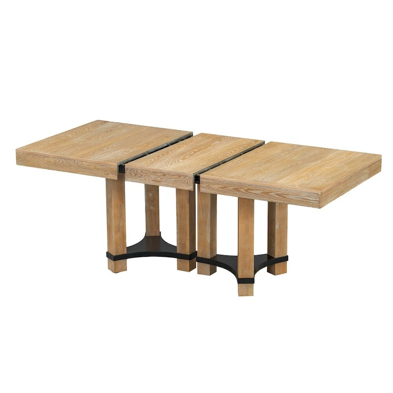 Rustic 7-Piece Extendable Dining Table Set with 18in Removable Leaf