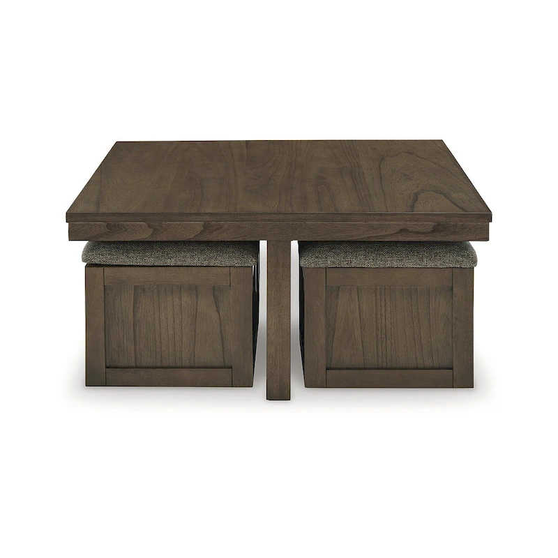 Signature Design by Ashley Boardernest Brown Coffee Table with 4 Stools - 40W x 40D x 18H