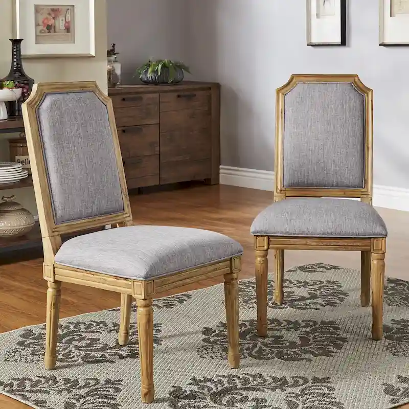 Deana Arched Linen and Wood Dining Chairs (Set of 2) by iNSPIRE Q Artisan