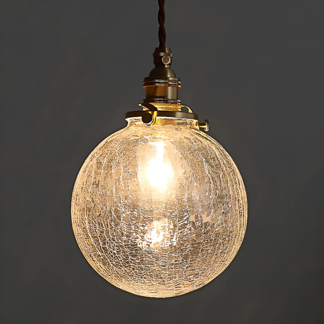 Modern Adjustable Gold Crakle Glass Globe Pendant Light