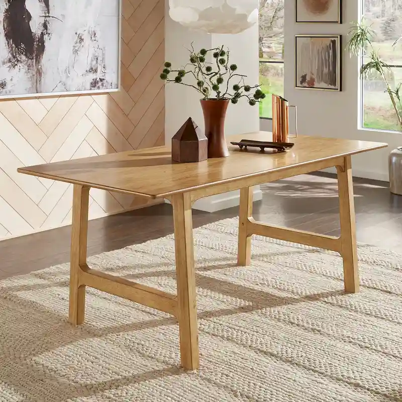 Rubberwood Dining Table, 71.64 Inch, Walnut Finish