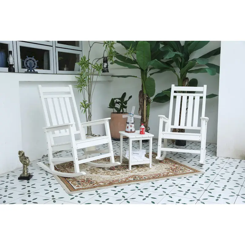 All Weather Rocking Chair Set with Side Table