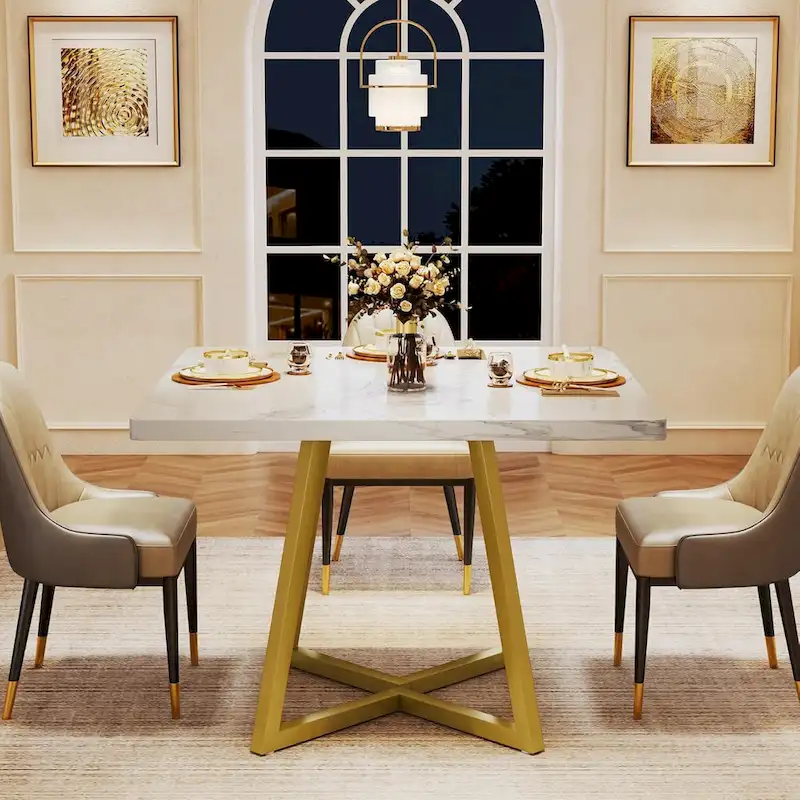 31.5 Inches Wood Square Dinner Table with Metal Base