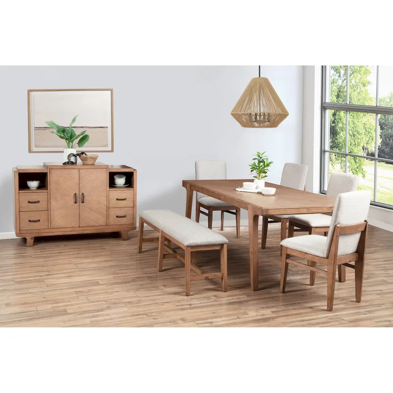Natural Wood Dining Table with Tapered Legs – Natural, Seats 6