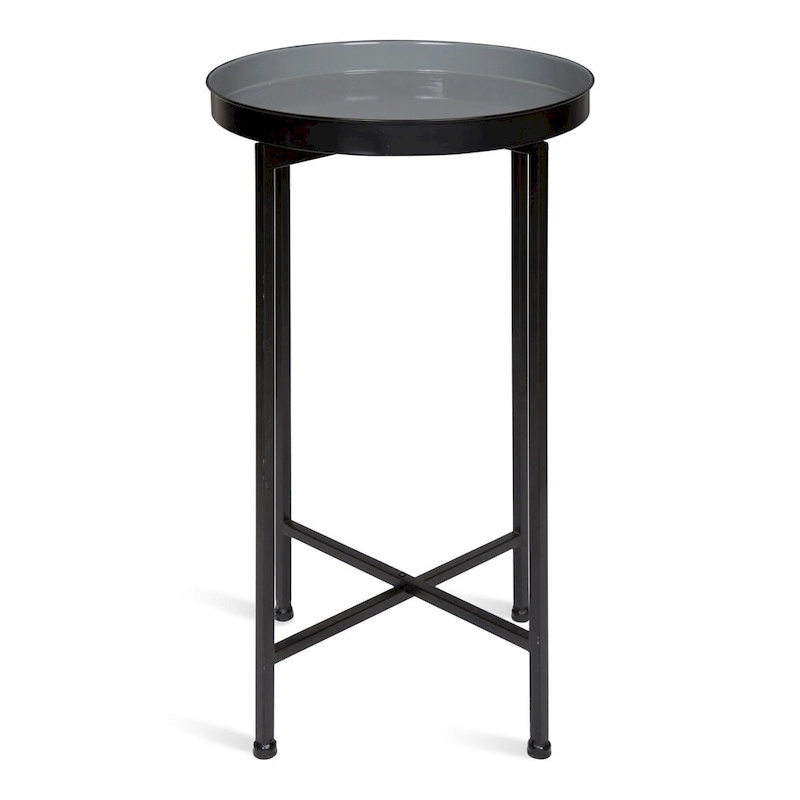 Kate and Laurel Celia Round Metal Tray/ Foldable Accent Table - 14x14x25.75