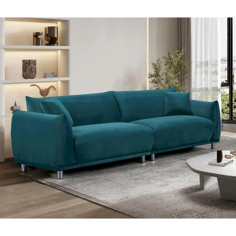 Velvet Sofa with Metal Legs