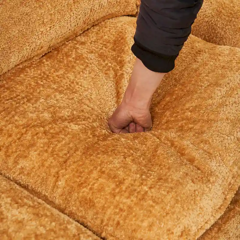 Modern Deep 3-Seat Sofa Couch with Ottoman