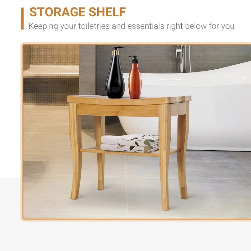 Long Bamboo Shower Bench Seat