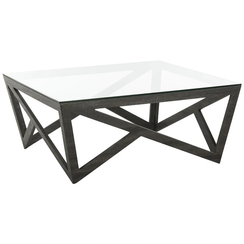 SAFAVIEH Annmarie Mid-Century Glass Top Coffee Table - 33.5 x 33.5 x 14.5 - 34Wx34Dx15H