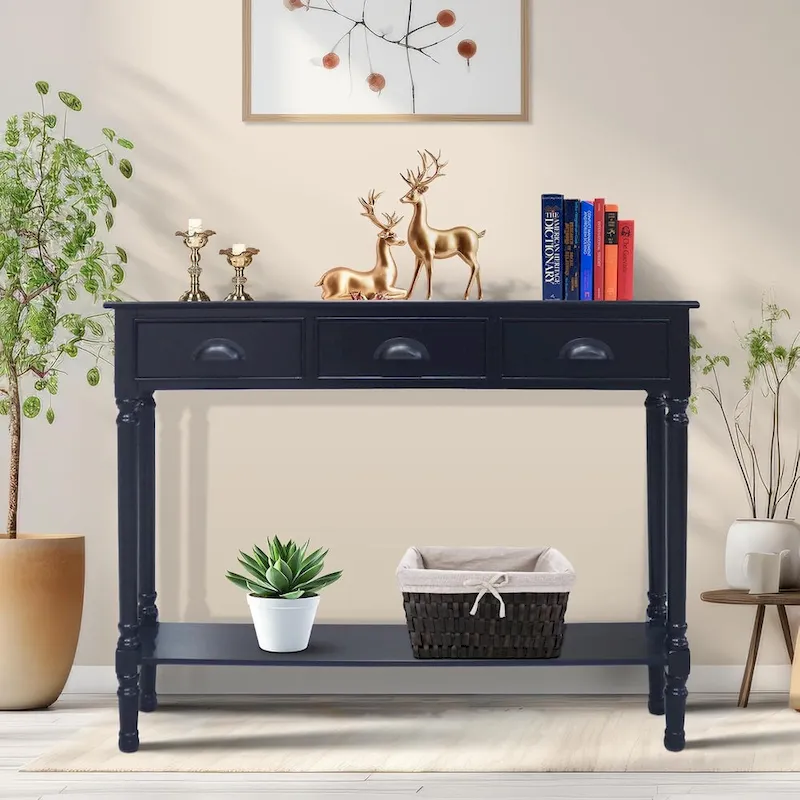 Wood 3-drawer Console Hallway Table