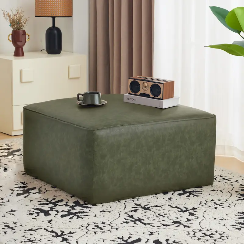 Christopher Knight Home - Yzabella Faux Leather Square Ottoman