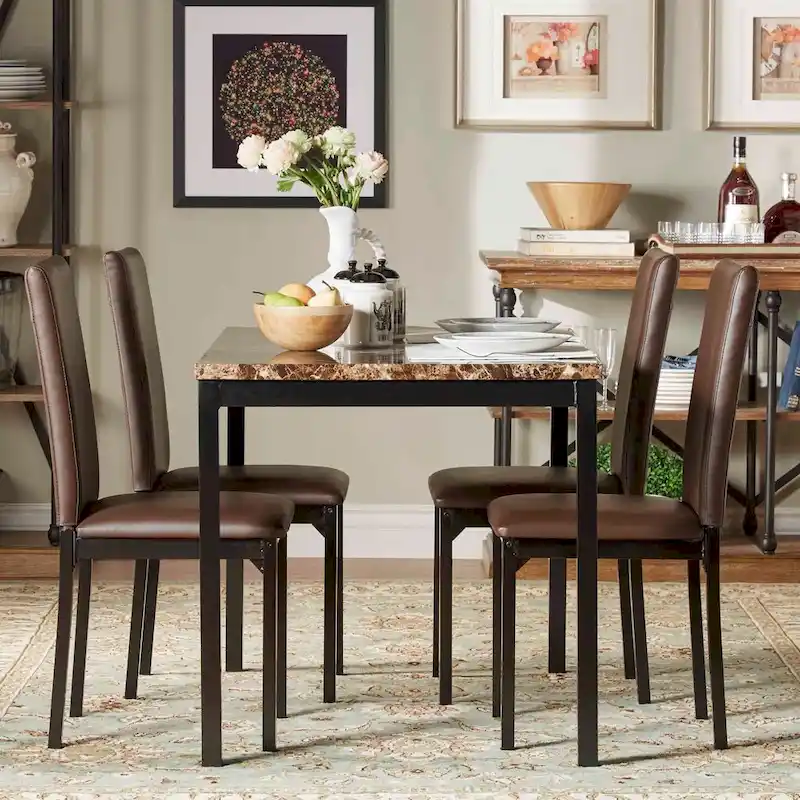 Darcy Faux Marble Top Metal 5-Piece Dining Set by iNSPIRE Q Bold