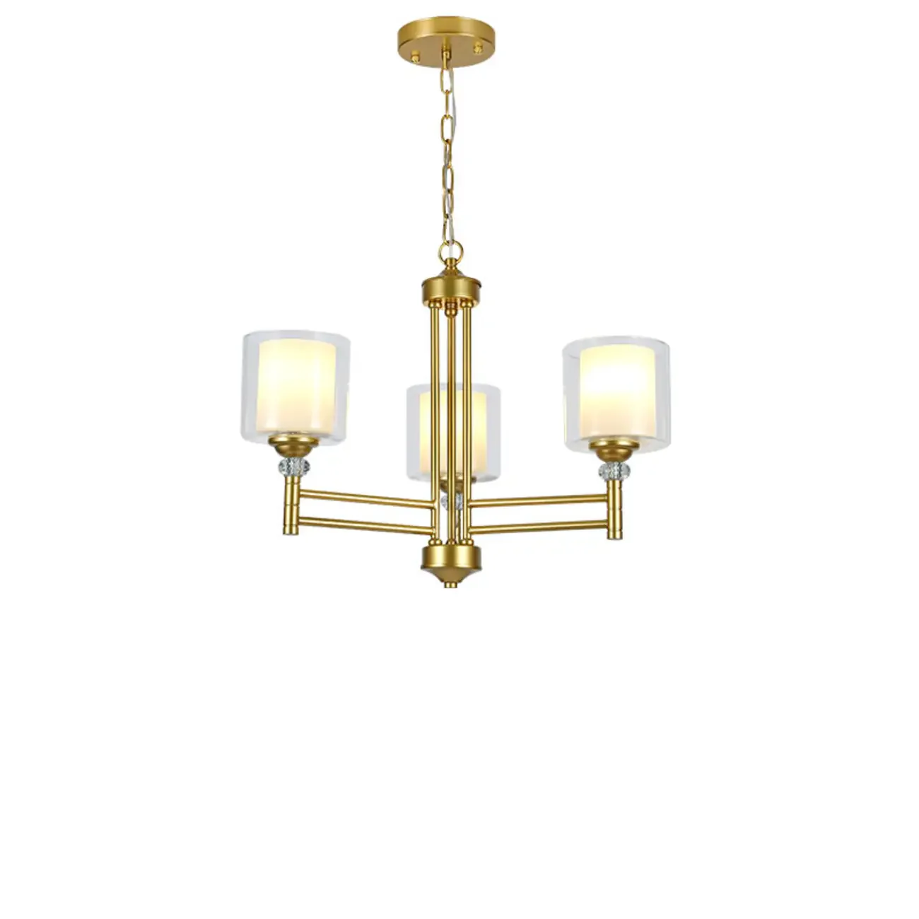 Geometric Industrial Metal Cylinder Glass Chandelier