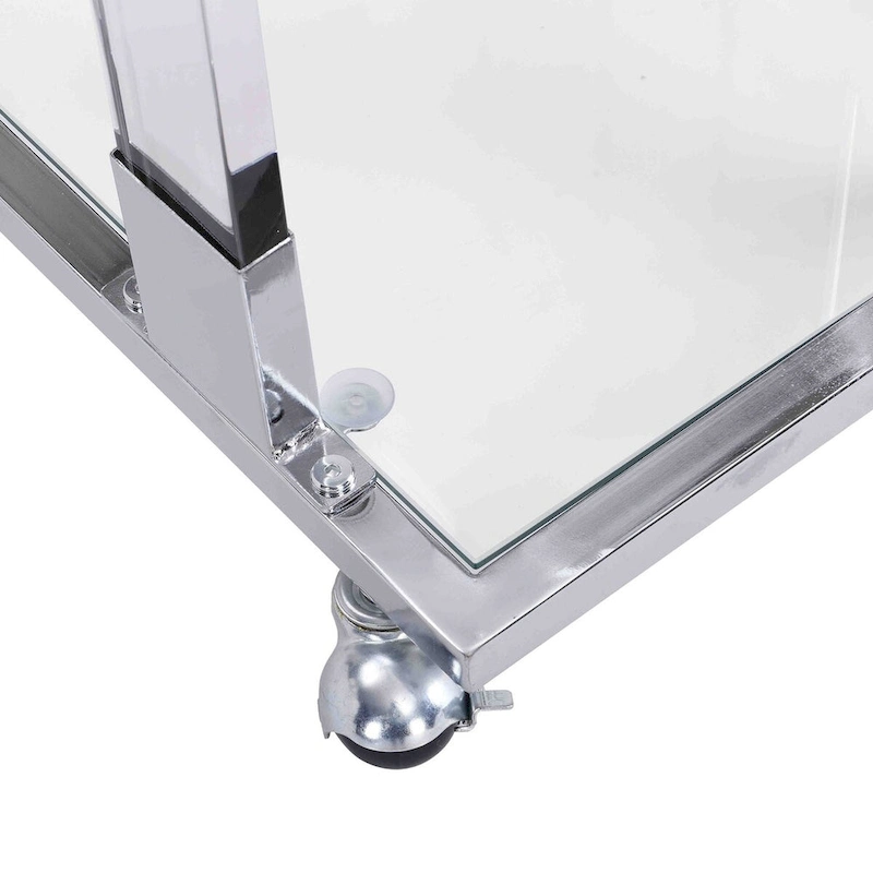 Glass Side Table, Acrylic End Table, Glass Top C Shape Square Table with Metal Base