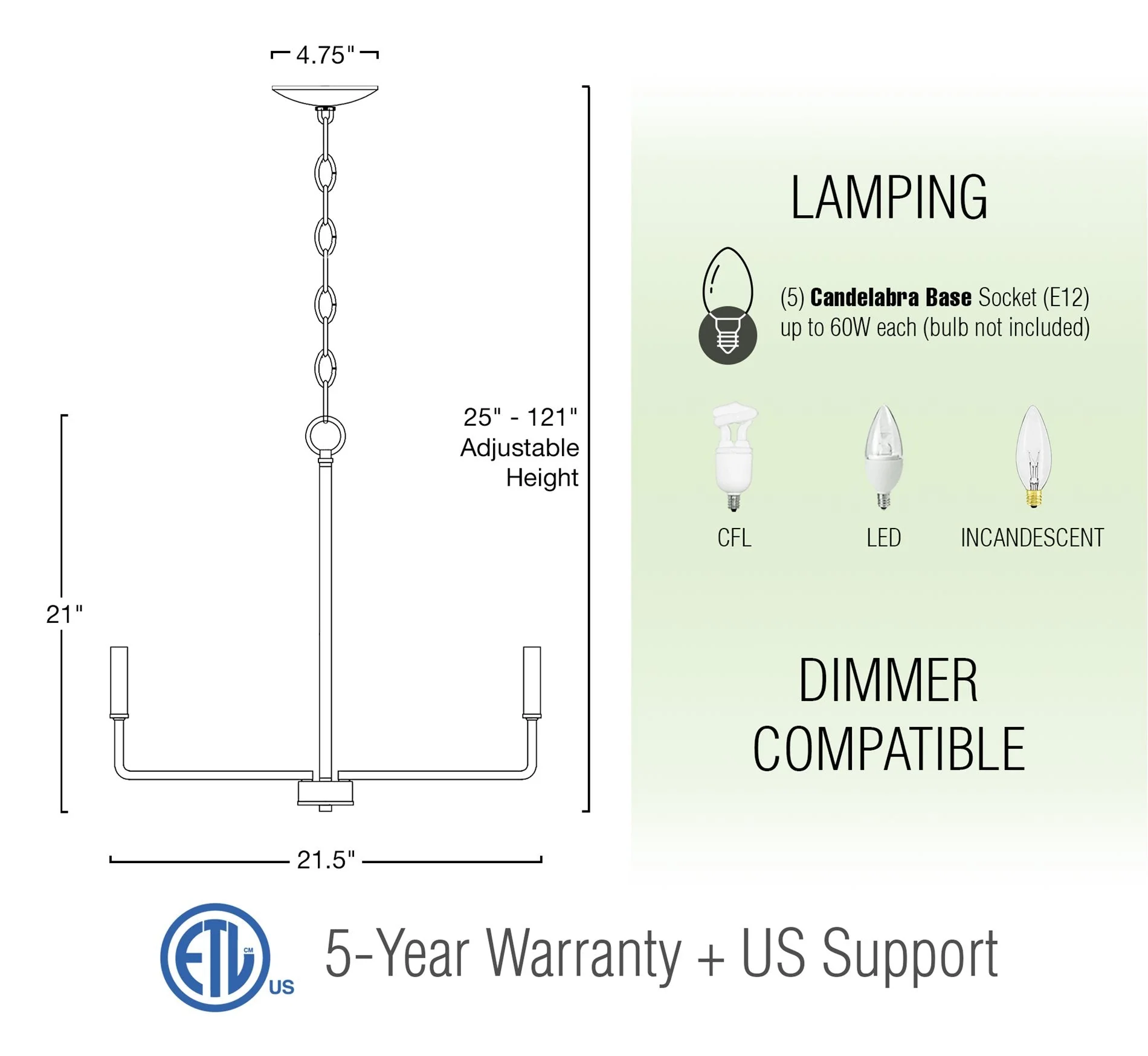 Camille 22 5-Light Modern Chandelier