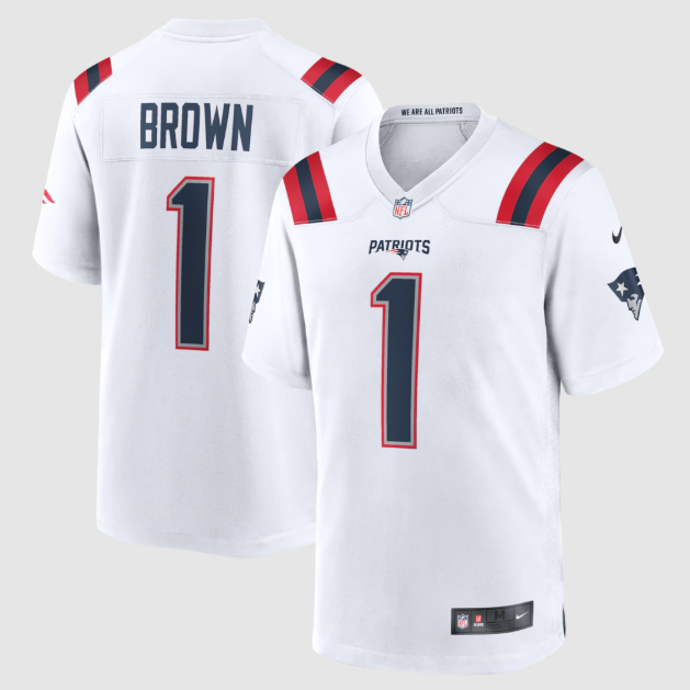 New England Patriots A.J. Brown Road Jersey - White