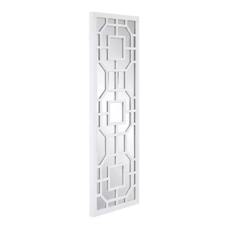 Howard Elliott 46.5"x15.75" Framed Aldrich Mirror Matte White: Modern Style, MDF & Glass, Wall Mount